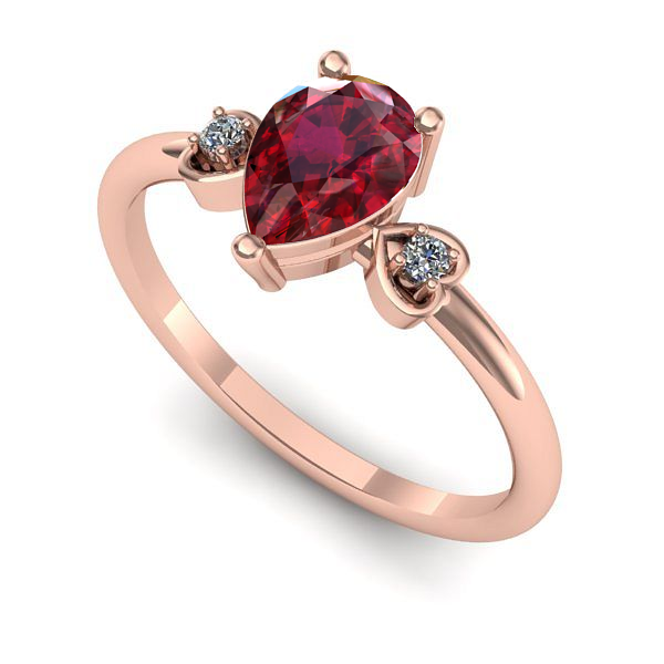 Inel logodna din aur roz cu rubin