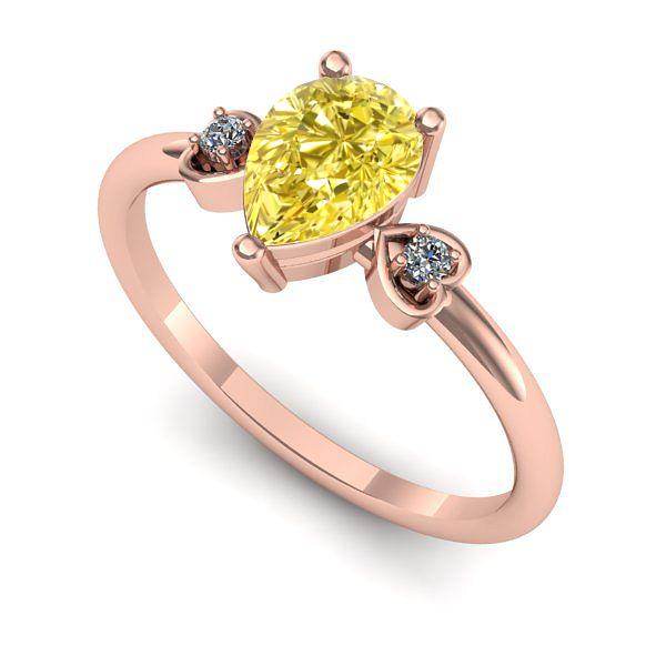 Inel din aur roz cu safir galben