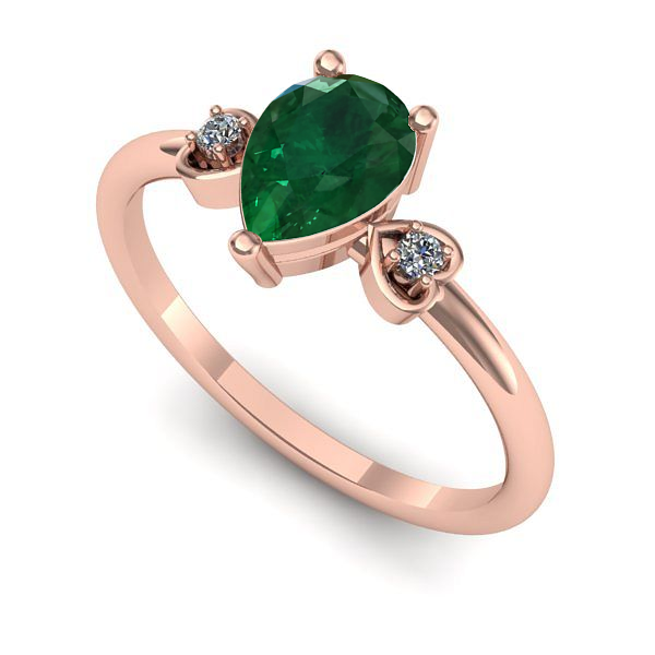 Inel logodna din aur roz cu smarald