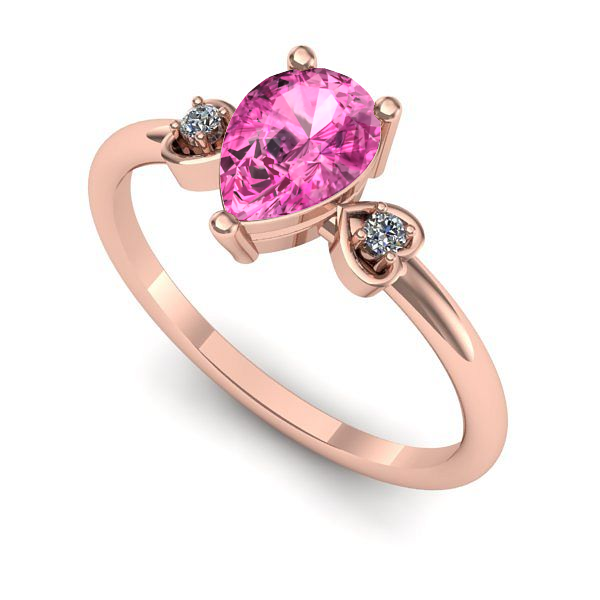 Inel de logodna din aur roz cu safir roz