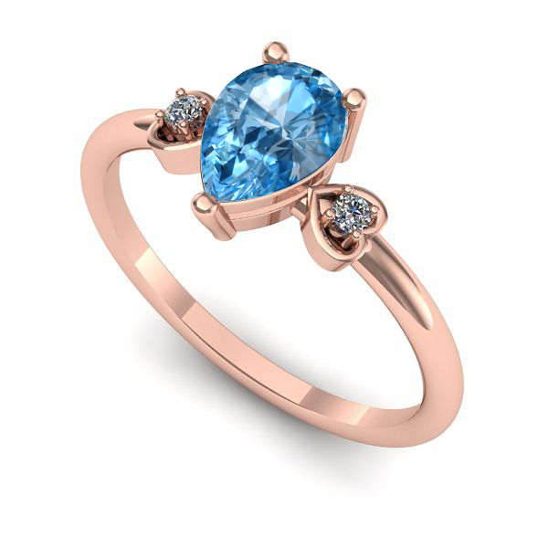 Inel din aur roz cu topaz blue