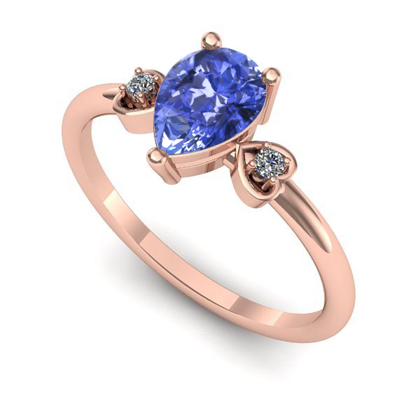 Inel logodna din aur roz cu tanzanit