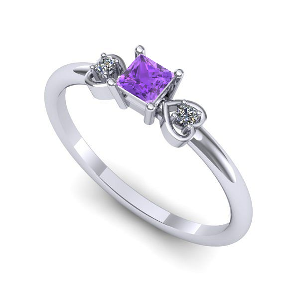 Inel logodna din aur alb cu ametist