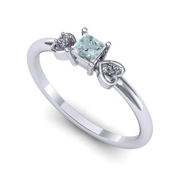 Inel din aur alb cu aquamarin