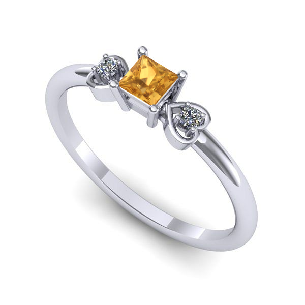 Inel de logodna din aur alb cu citrin
