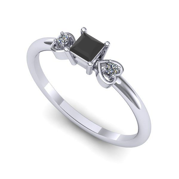 Inel logodna din aur alb cu diamant negru