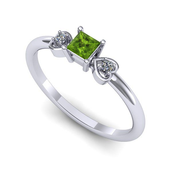 Inel de logodna din aur alb cu peridot