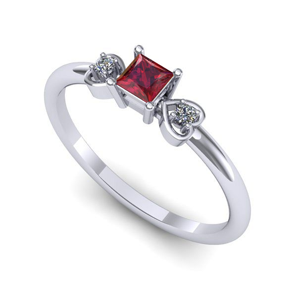 Inel de logodna din aur alb cu rubin