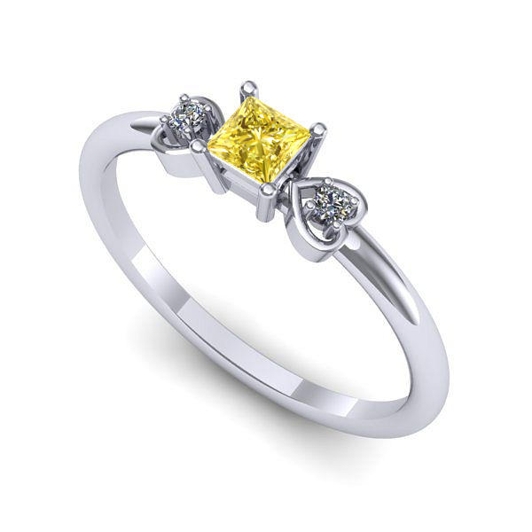 Inel din aur alb cu safir galben