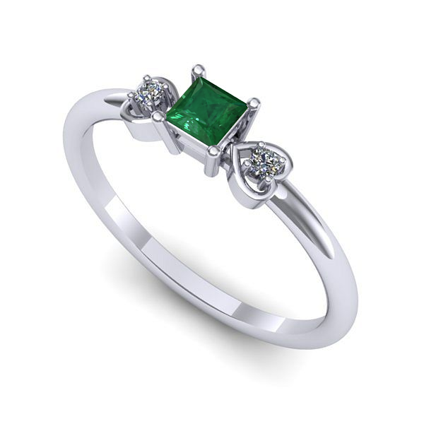 Inel din aur alb cu smarald