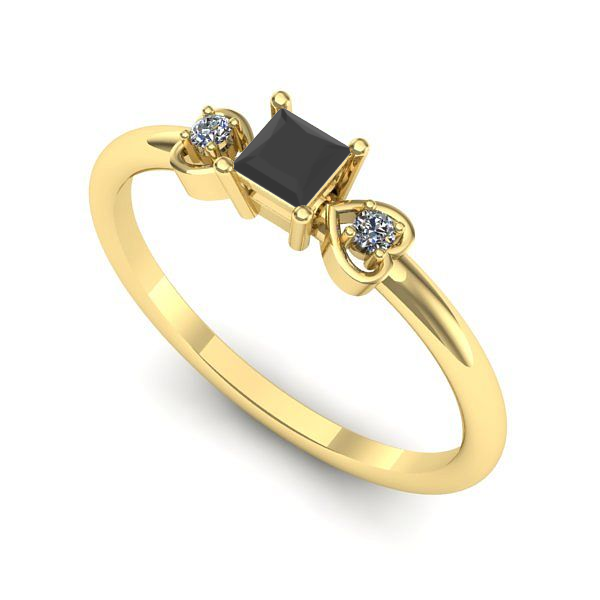 Inel logodna din aur galben cu diamant negru