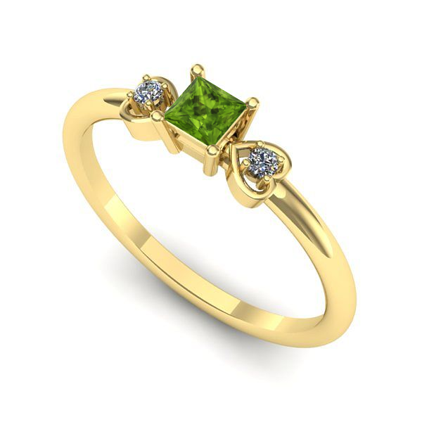 Inel logodna din aur galben cu peridot