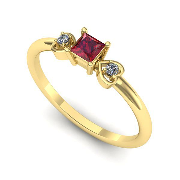 Inel logodna din aur galben cu rubin