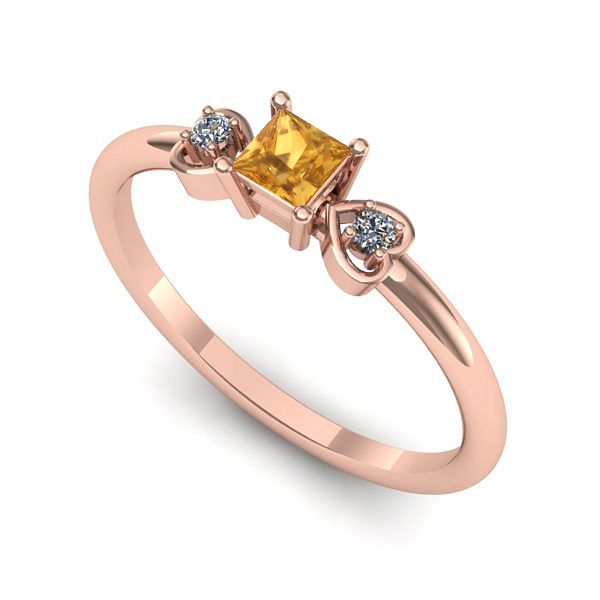 Inel logodna din aur roz cu citrin