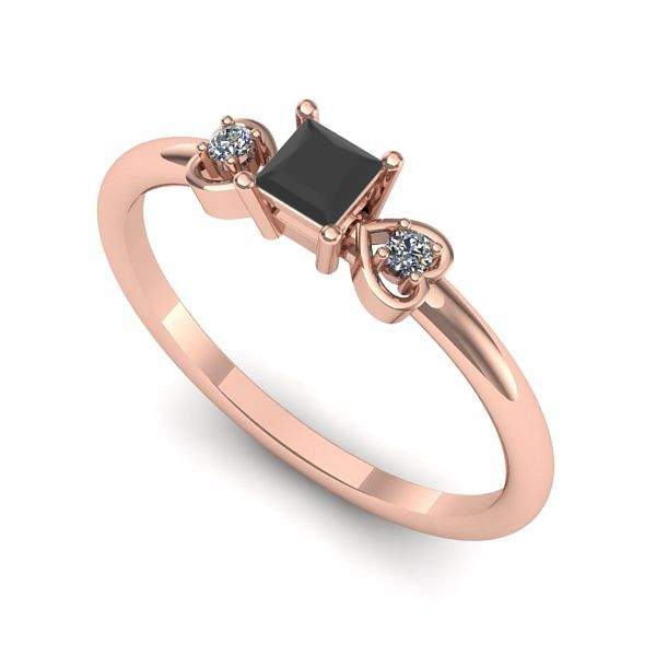 Inel de logodna din aur roz cu diamant negru