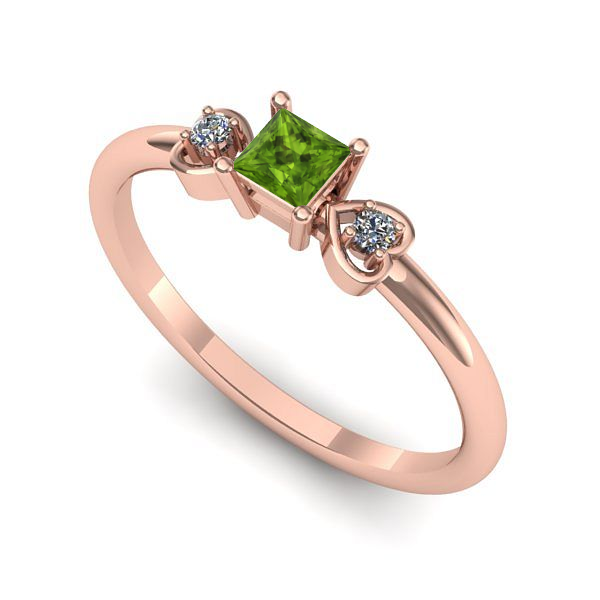 Inel logodna din aur roz cu peridot