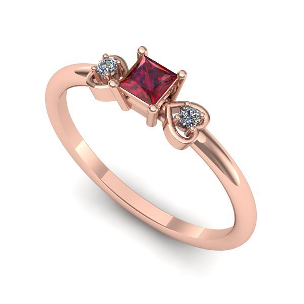 Inel logodna din aur roz cu rubin