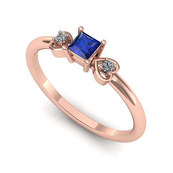 Inel logodna din aur roz cu safir