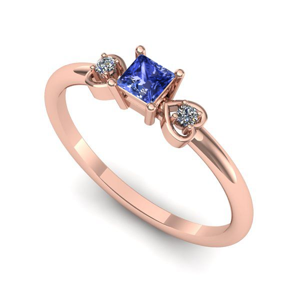 Inel de logodna din aur roz cu tanzanit