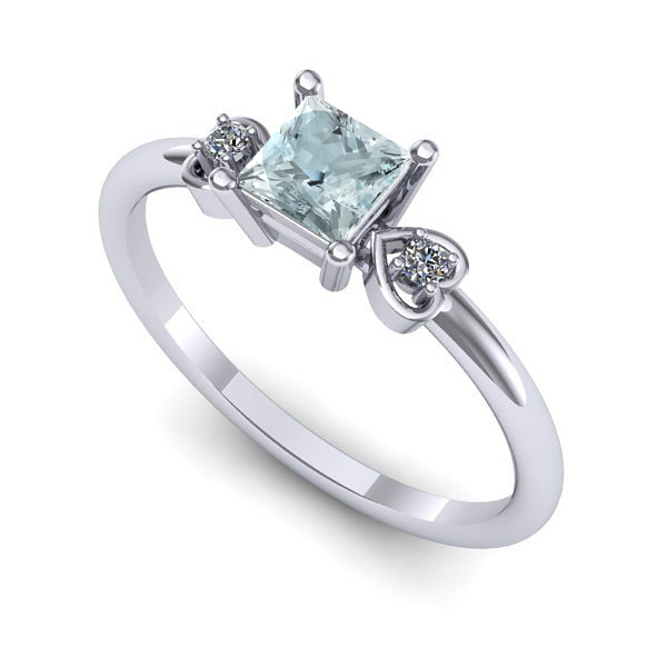 Inel din aur alb cu aquamarin