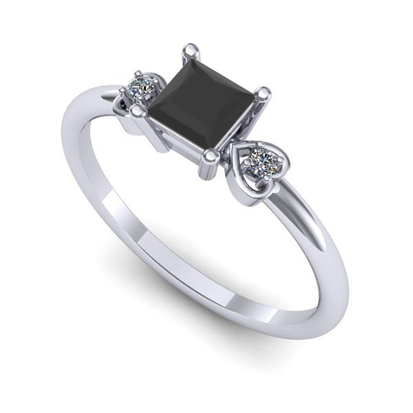 Inel de logodna din aur alb cu diamant negru