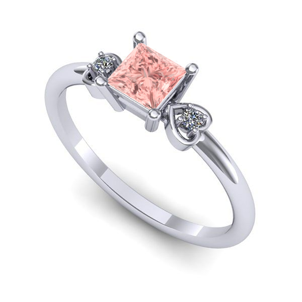 Inel din aur alb cu diamant de laborator roz