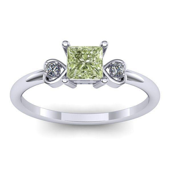 Inel logodna cu diamant de laborator verde patrat