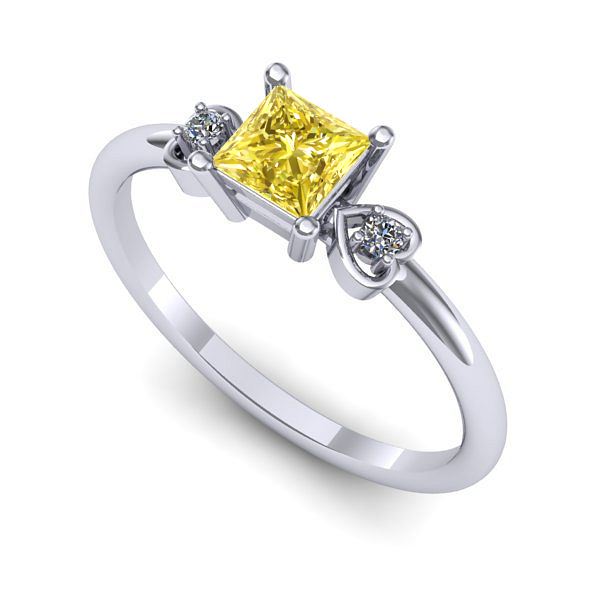 Inel logodna din aur alb cu safir galben