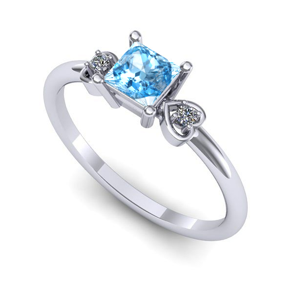 Inel din aur alb cu topaz blue