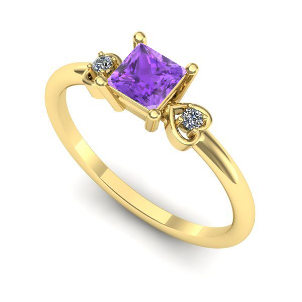 Inel din aur galben cu ametist