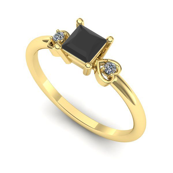 Inel din aur galben cu diamant negru