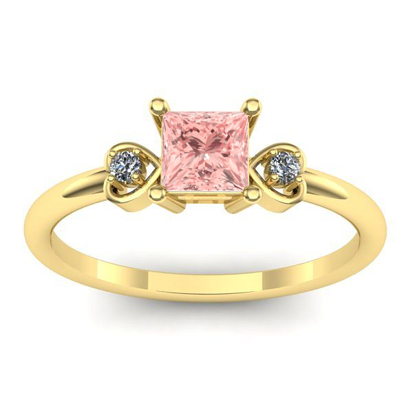 Inel cu diamant de laborator roz patrat