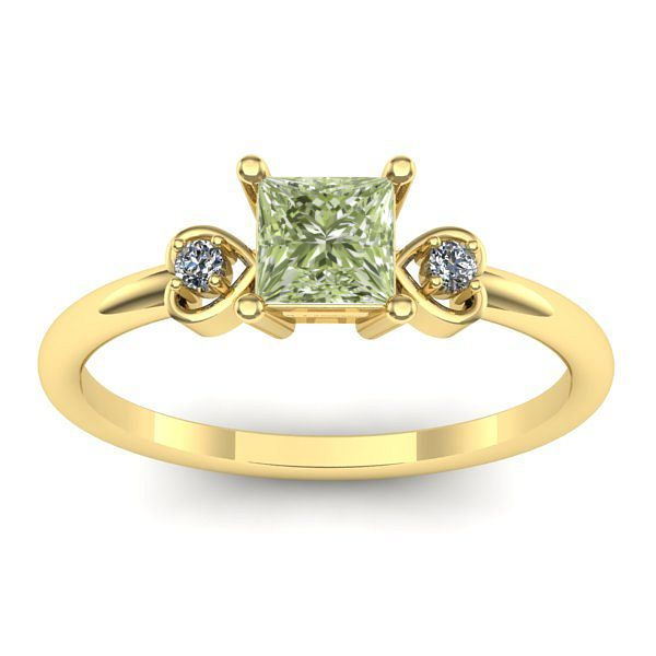 Inel logodna cu diamant de laborator verde patrat