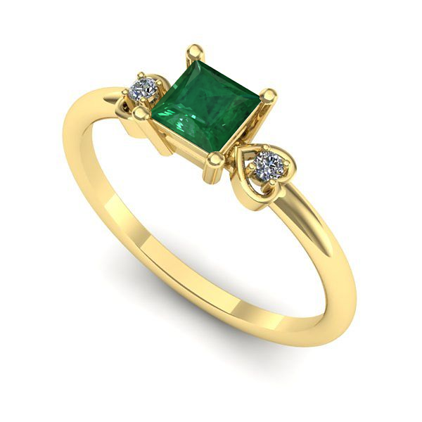 Inel din aur galben cu smarald