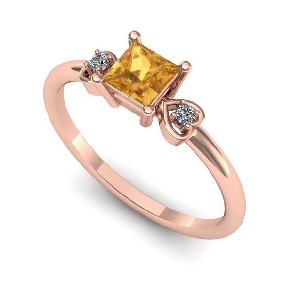 Inel de logodna din aur roz cu citrin