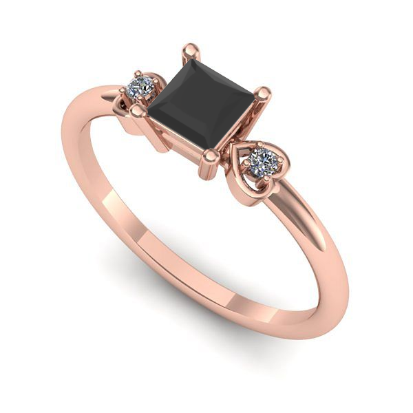 Inel din aur roz cu diamant negru