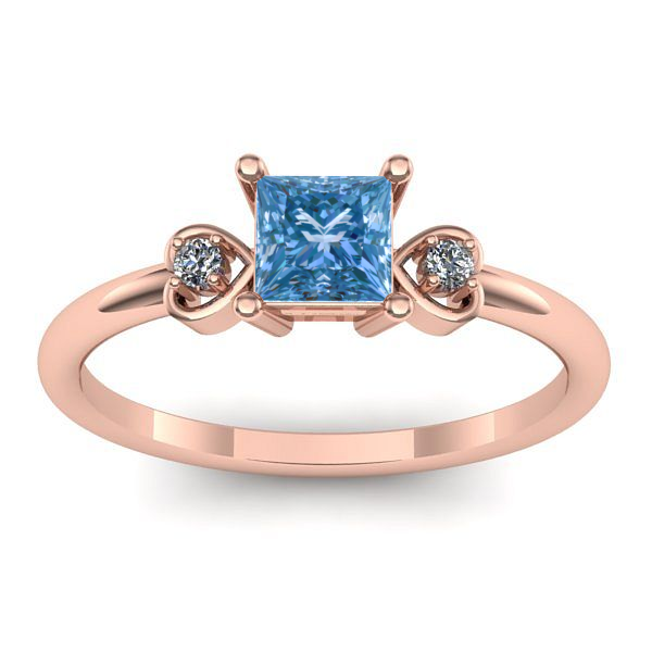 Inel de logodna cu diamant de laborator albastru patrat