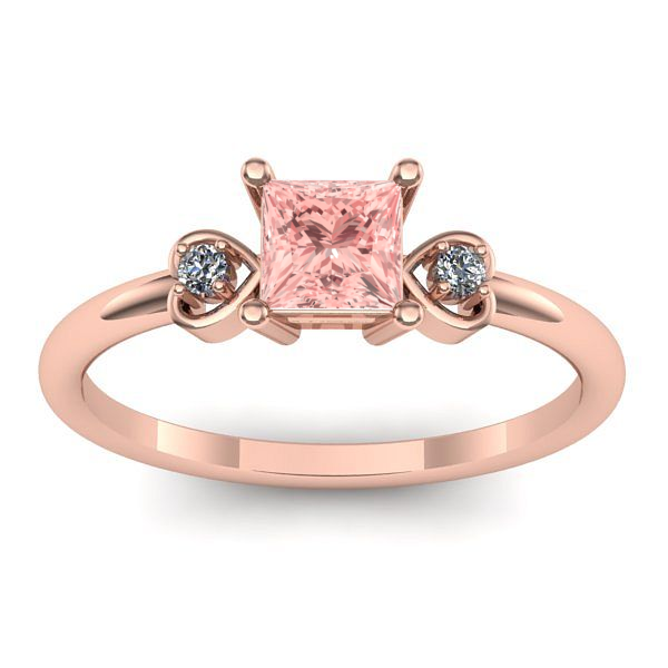 Inel de logodna cu diamant de laborator roz patrat