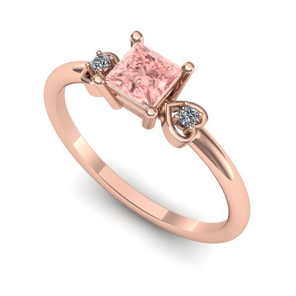 Inel logodna din aur roz cu diamant de laborator roz