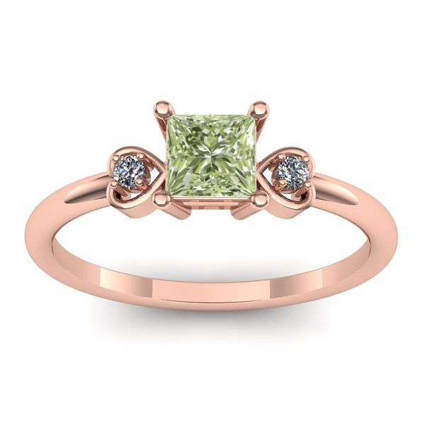 Inel cu diamant de laborator verde patrat