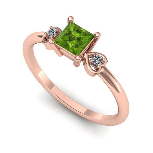 Inel logodna din aur roz cu peridot