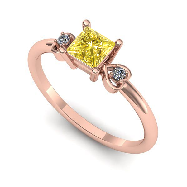 Inel logodna din aur roz cu safir galben