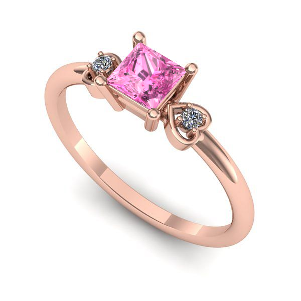 Inel logodna din aur roz cu safir roz