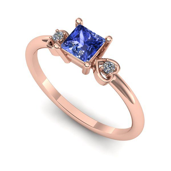 Inel din aur roz cu tanzanit