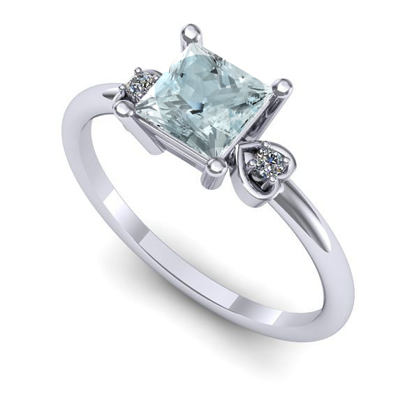 Inel logodna din aur alb cu aquamarin