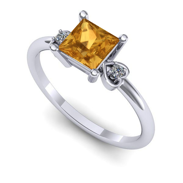 Inel de logodna din aur alb cu citrin