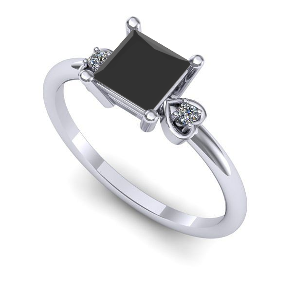 Inel de logodna din aur alb cu diamant negru