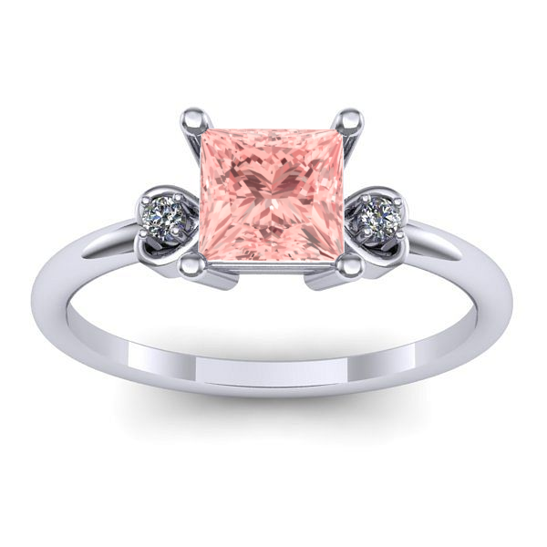 Inel logodna cu diamant de laborator roz patrat