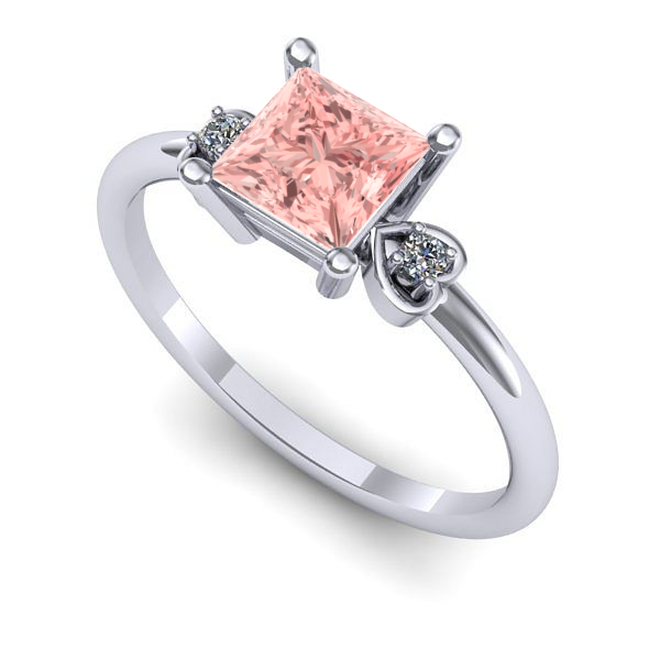 Inel de logodna din aur alb cu diamant de laborator roz