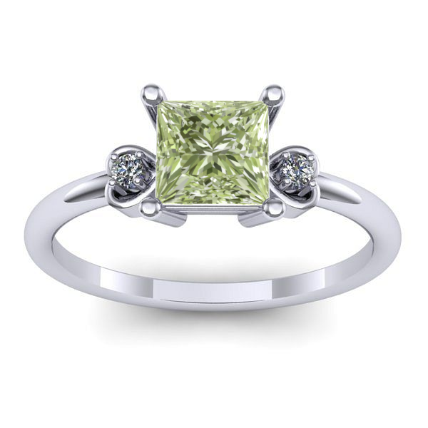 Inel cu diamant de laborator verde patrat